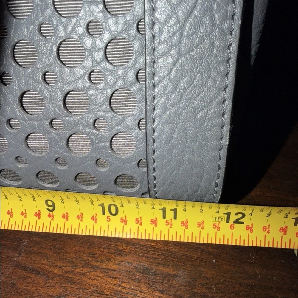 Kate Spade Charcoal Gray Romy Perri Lane Leather Perforated Satchel Crossbody - Picture 11 of 13